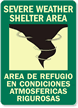 Severe Weather Shelter Area Bilingual Glow Sign