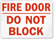 Fire Door Do Not Block Sign