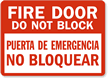 Fire Door Do Not Block Sign