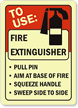 To Use Fire Extinguisher Pull Pin Sign
