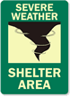 Severe Weather Shelter Area Sign