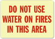 Do Not Use Water On Fires Sign