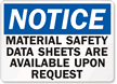 Notice Material Safety Data Available Sign