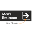Men's Restroom, with Right Arrow Engraved Door Sign