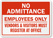 No Admittance - Employees Only Sign