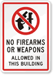 No Firearms Weapons Allowed Sign