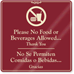 Bilingual No Food Or Beverages Allowed Sign