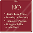 No Playing Loud Music Sign