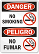 Danger / Peligro No Smoking Sign Bilingual
