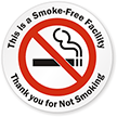 Thank you for Not Smoking Window Decal