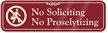 No Soliciting & No Proselytizing ShowCase™ Wall Sign