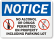 Notice No Alcohol Drugs Sign
