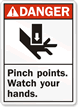 Danger Pinch Points Watch Your Hands Sign