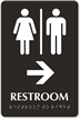 Restroom with Right Arrow Braille Engraved Door Sign