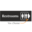 Restrooms, With Right Arrow Engraved Sign