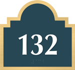 Room Number Sign, white number braille