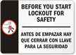 Before You Start Lockout For Safety Sign (Bilingual)