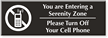 Serenity Zone, Turn Off Cell Phone Engraved Sign