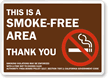 Smoke-Free Area Thank You Sign