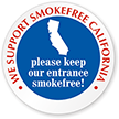 We Support SmokeFree California Window Decal