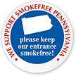 We Support SmokeFree Pennsylvania Window Decal