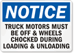 Truck Wheels Chocked Loading Unloading Sign