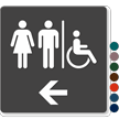 Restrooms Men Women Left Arrow Sign