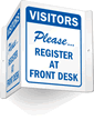 Visitors Please Register Security Office Sign