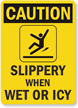 Wet Icy Slippery Caution Sign