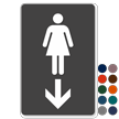 Women Restroom Engraved Sign With Down Arrow