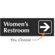 Women's Restroom, with Right Arrow Engraved Door Sign