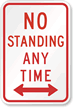 Bi-Directional No Standing Any Time Traffic Sign