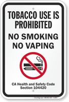 No Smoking No Vaping Safety Code Section Sign