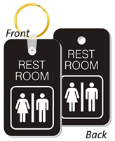 REST ROOM Unisex Bathroom Keychain, Double-Sided