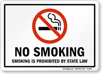 NO SMOKING PROHIBITED STATE LAW Sign