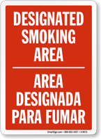 Designated Smoking Area Bilingual Sign
