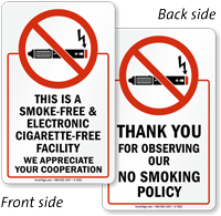 Smoke-Free & Electronic Cigarette-Free Facility 2-Sided Window Decals