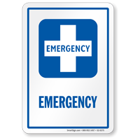 Emergency Hospital Sign with First-Aid Plus Symbol