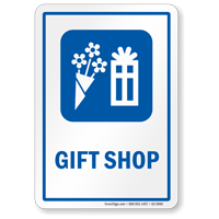 Gift Shop Sign with Gift and Bouquet Symbol