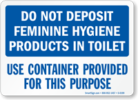 Feminine Hygiene Products Toilet Sign