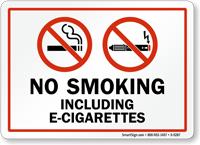 No Smoking Including E-Cigarettes Sign With Graphic