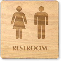 Men And Women Unisex Wooden Restroom Sign