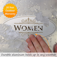 Elegant women's bathroom diamond plate sign