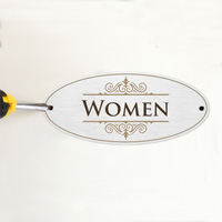 Women's bathroom door signage