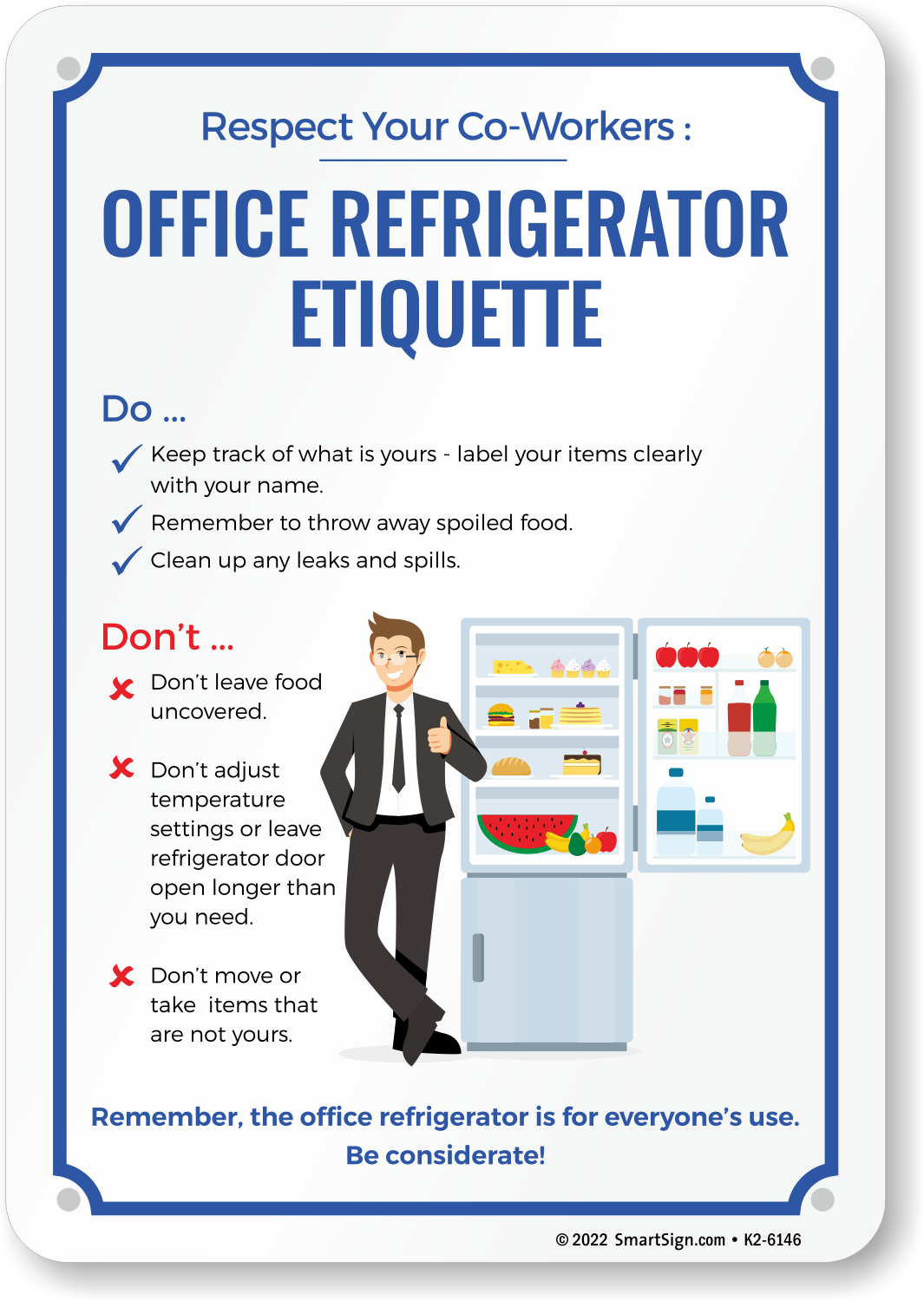 Office Refrigerator Etiquette Sign, SKU: K2-6146