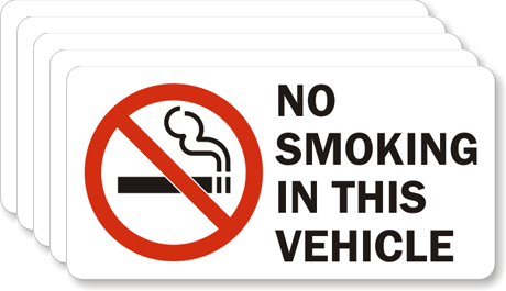 All Sizes/Materials - MISC74 No Smoking in this vehicle Sticker 