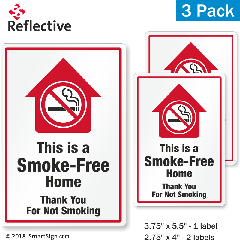 PACK OF 2 THANK YOU FOR NOT SMOKING STICKERS 3” X 3” NEW SEALED  NO SMOKING 