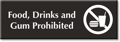 DRINKS PROHIBITED NO SE PERMIYEN CHICLE NO NAME ALUMINUM SIGN GUM BEBIDAS 