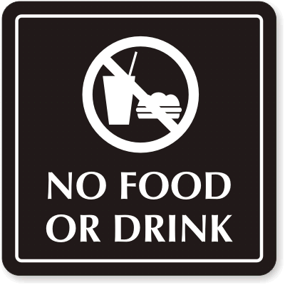 NO FOOD OR DRINK SIGN 13CM X 13CM TLC-038 