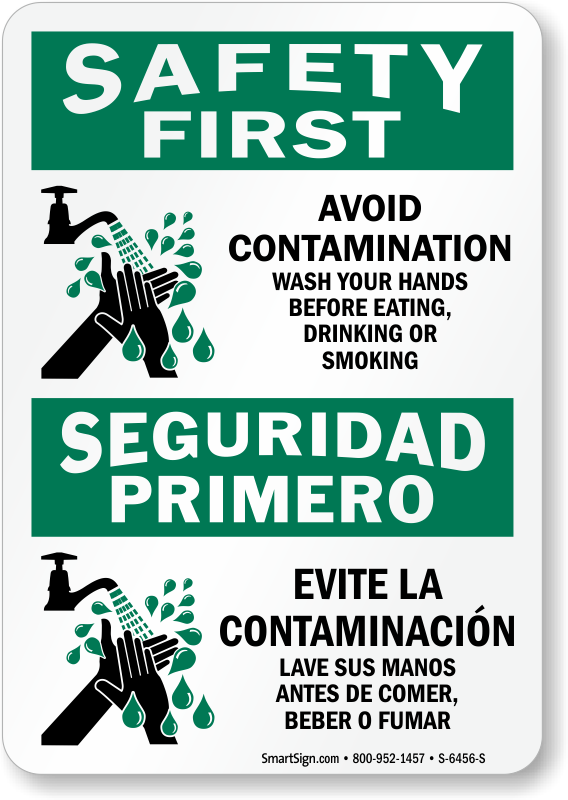 Notice Avoid Contamination Wash Your Hands Sign with Clipart